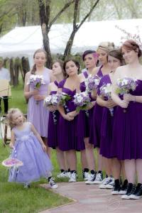 ceremony bridesmaids and flower girl